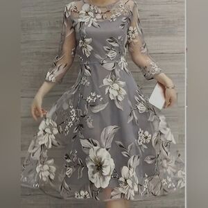 Gray floral dress
